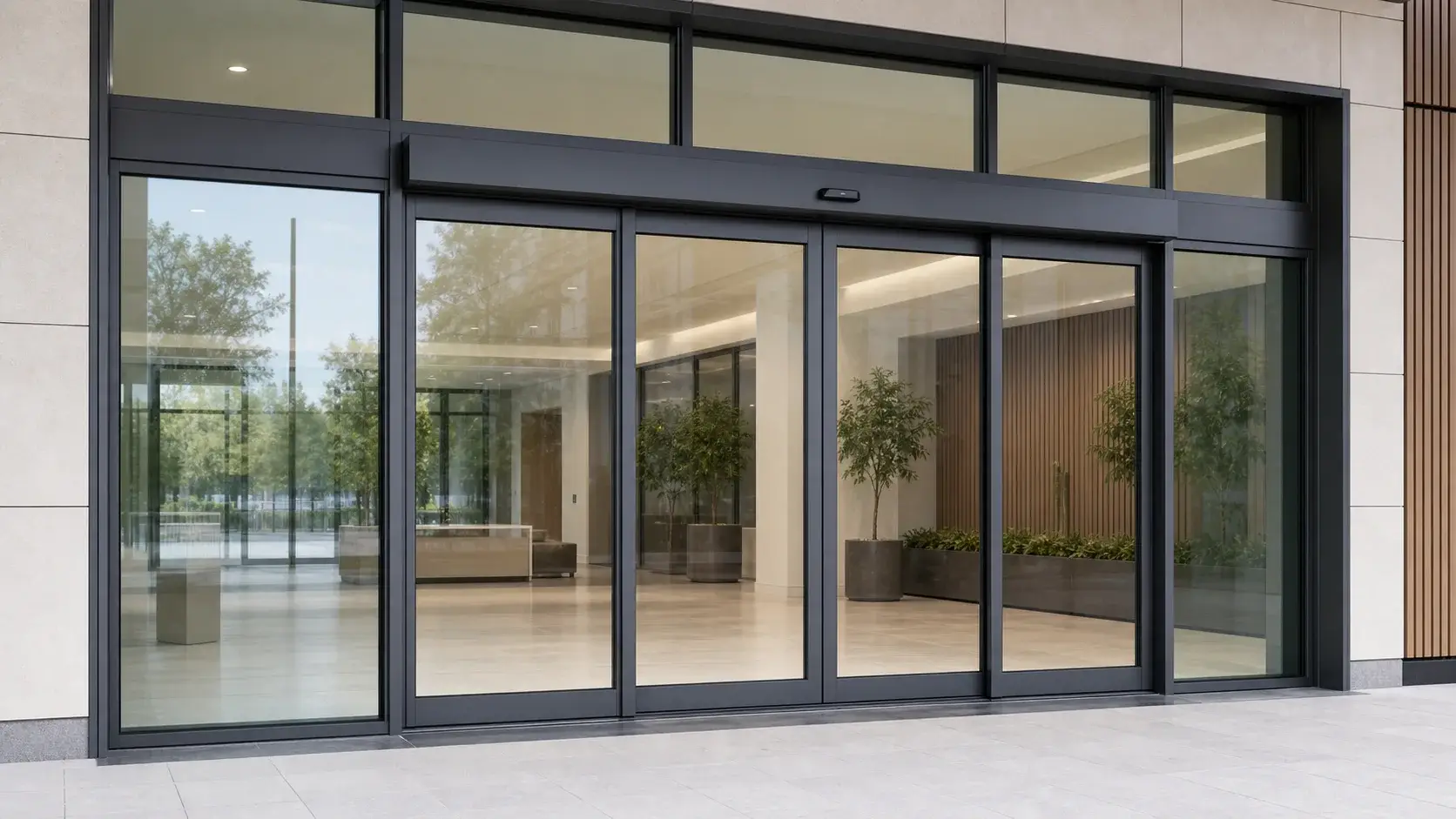 Illustrative product view of automatic sliding door frames