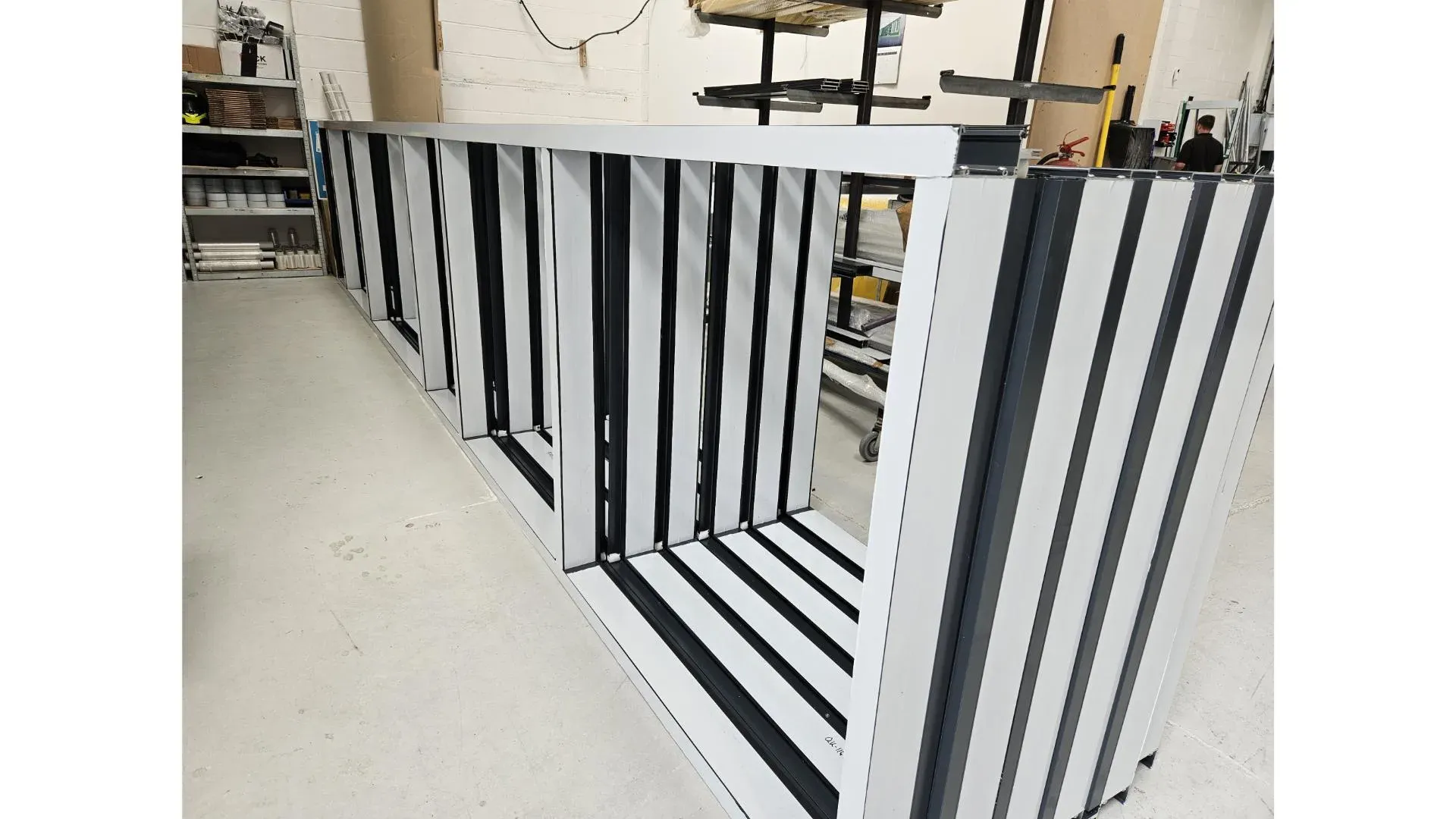 Curtain wall sections taped and protected ready for delivery