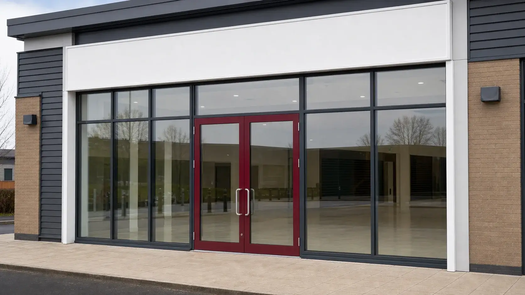 Illustrative product view of aluminium shopfront systems