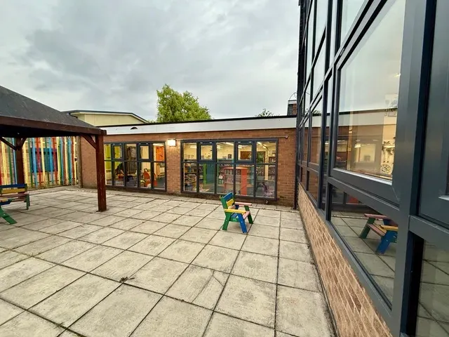 Internal courtyard view of curtain walling installation
